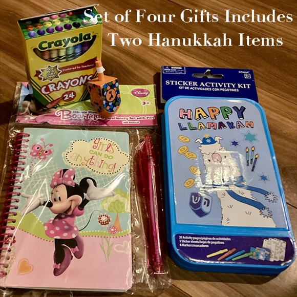Hanukkah- Four Gifts - Ages 3+  Includes 2 Hanukkah & 2 Other Gifts - 4 gifts to - Picture 1 of 11